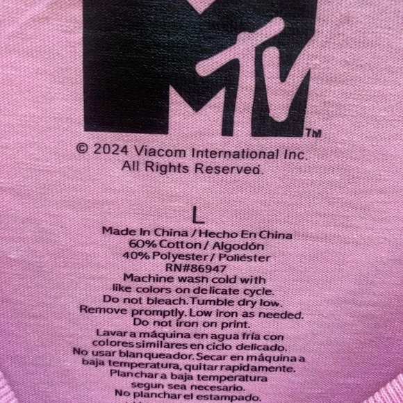 New MTV Women's Large Pink Halloween Skeleton floral tee shirt - Picture 2 of 5